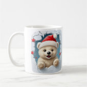 Mug Festive White Featuring Teddy Bear And Icy Design (Gauche)