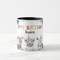 Fête Animaux Safari Anniversaire Fille Rose Zoo Ju