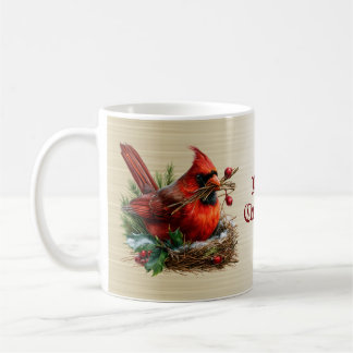 Mug Fête Cardinal Rouge Oiseaux Fleur Vacances Noël Pa