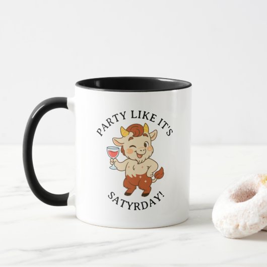 Mug Fête Comme le samedi Vin mignon Satyr Mythologie (Avec donut)