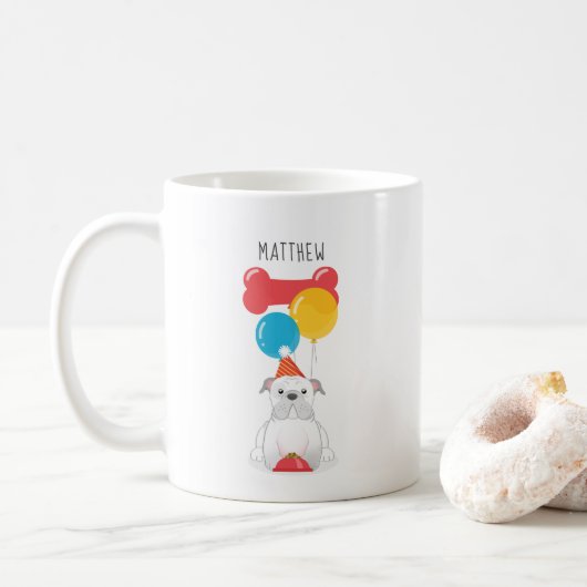 Mug Fête d'anniversaire de Bouledogue (Avec donut)