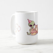 Mug Fête d'anniversaire de chat extraterrestre dessin (Devant gauche)