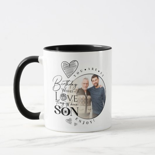 Mug Fête d'anniversaire de fils moderne Typography Pho (Gauche)