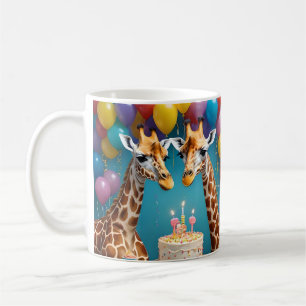 Mug Fête D'Anniversaire De Giraffe Avec Gâteau De Ball