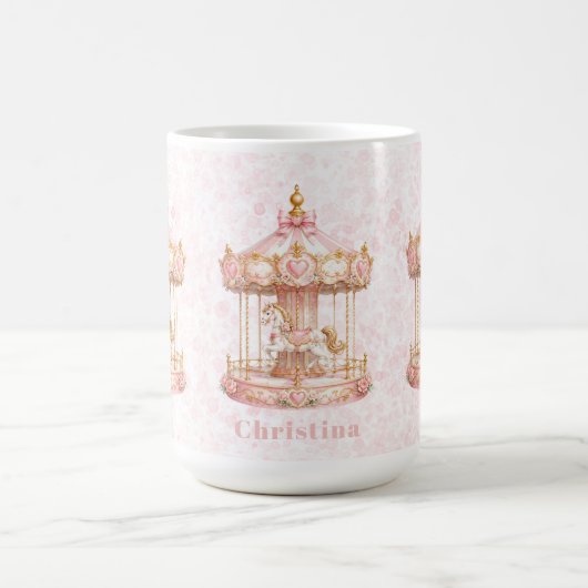 Mug Fête d'anniversaire de princesse carrousel rose (Centre)