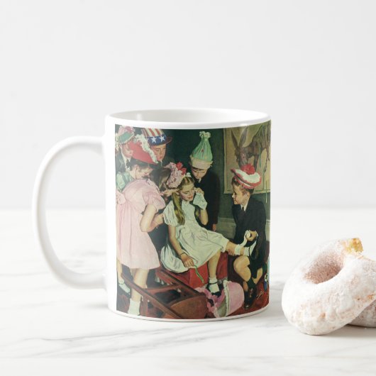 Mug Fête d'anniversaire vintage, Épingler la queue sur (Avec donut)