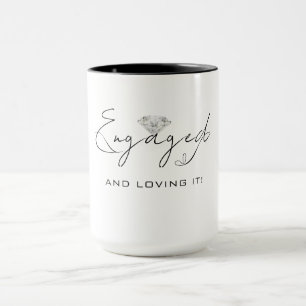 Mug Fête d'annonce de fiançailles de calligraphie mode