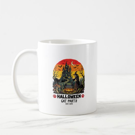 Mug Fête de chat d'Halloween Sorcière Chaudron Chats n (Gauche)