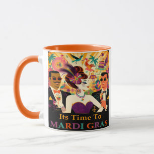 Mug Fête de cocktail rétro milieu du siècle Mardi Gras