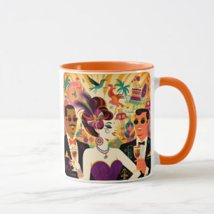 Mug Fête de cocktail rétro milieu du siècle Mardi Gras