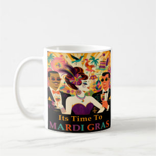 Mug Fête de cocktail rétro milieu du siècle Mardi Gras