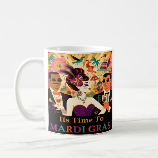 Mug Fête de cocktail rétro milieu du siècle Mardi Gras (Gauche)