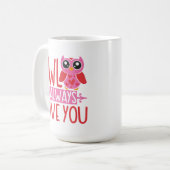 Mug fête de la Saint-Valentin coeur embrasser le hibou (Devant gauche)
