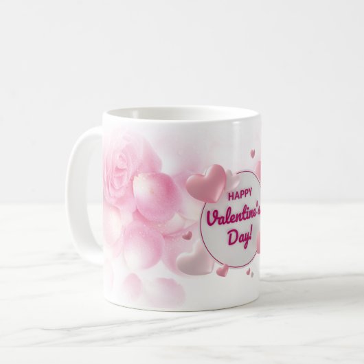 Mug Fête de la Saint-Valentin rose élégant (Devant gauche)