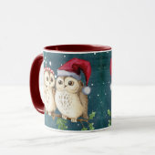 Mug Fête de la veille de Noël des Chouettes Santa Hat  (Devant gauche)