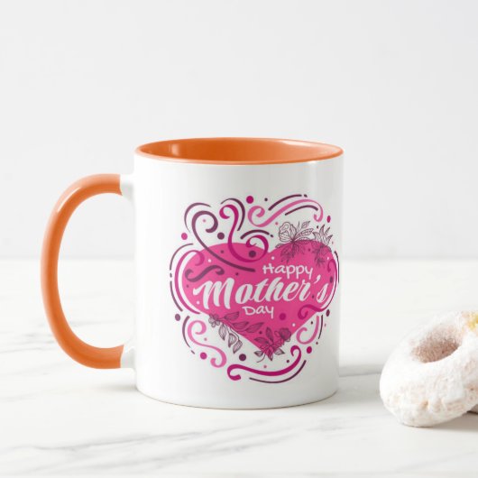 Mug Fête de maman Délice Joyeux Fête des mères Lettres (Avec donut)