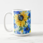 Mug Fête de mariage Fleurs Jaunes Bleues (Gauche)