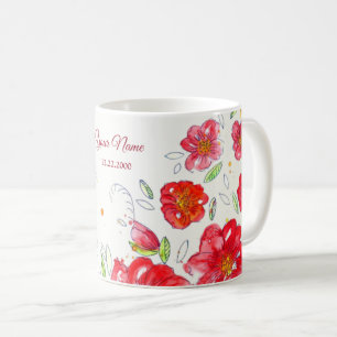 Mug Fête de mariage florale rose jaune rouge colorée