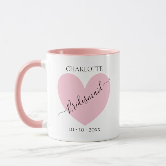 Mug Fête de mariée rose coeur (Gauche)