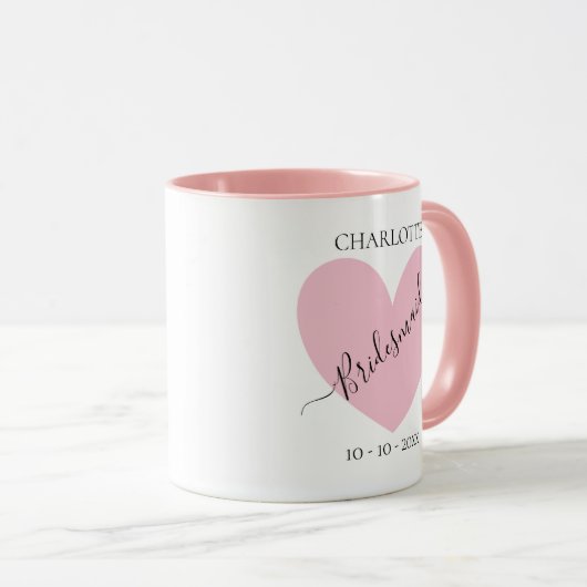 Mug Fête de mariée rose coeur (Devant droit)