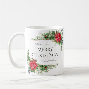 Mug Fête de Noël à l'aquarelle rouge