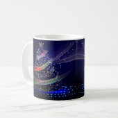 Mug Fête de Noël Arbre coloré Marine Bleu Rustique (Devant gauche)