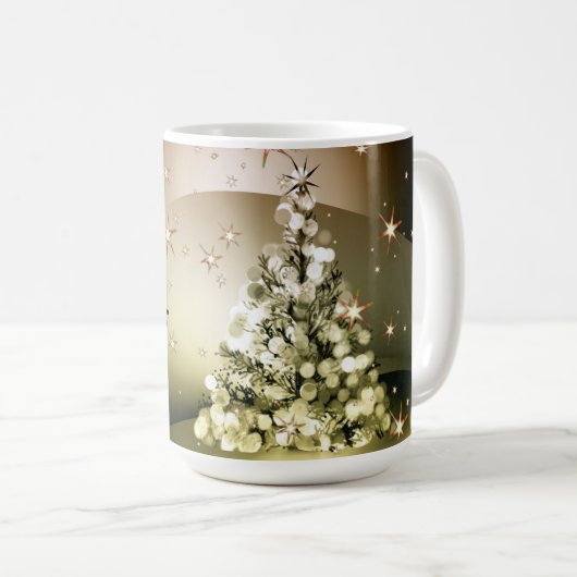 Mug Fête de Noël Arbre d'Or brillant Étincelles (Devant droit)