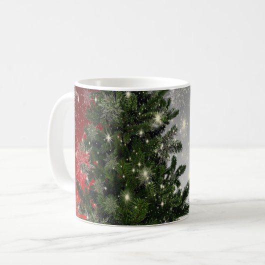 Mug Fête de Noël Arbre vert Rouge Argent Flèches (Devant gauche)