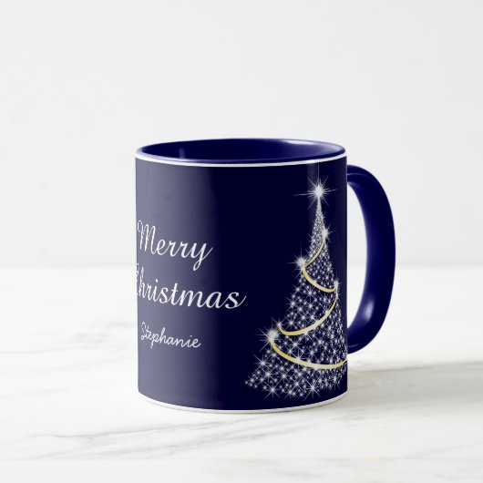 Mug Fête de Noël blanc éclatant sur mesure (Devant droit)