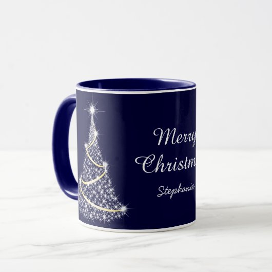 Mug Fête de Noël blanc éclatant sur mesure (Devant gauche)