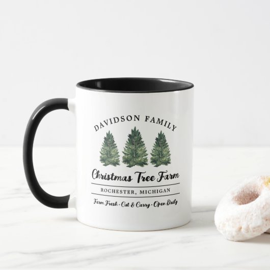 Mug Fête de Noël de famille personnalisée (Avec donut)