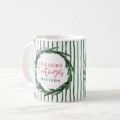 Mug Fête de Noël de la couronne et de la bande d'aquar (Devant gauche)