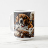 Mug Fête de Noël du chien beagle (Devant gauche)