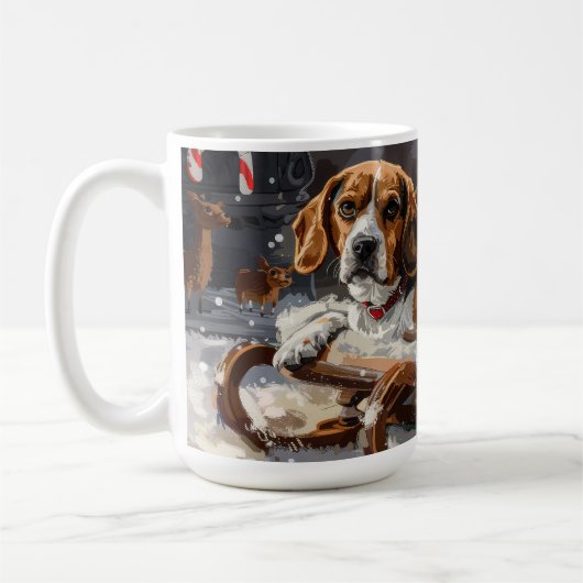 Mug Fête de Noël du chien beagle (Gauche)