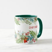 Mug Fête de Noël Floral Personnalisé (Devant droit)