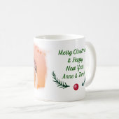 Mug Fête de Noël personnalisée et Joyeux Flamant rose  (Devant droit)