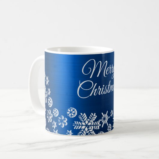 Mug Fête de Noël Pneus blancs Marine Bleu (Devant gauche)