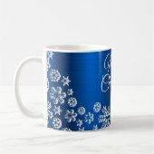 Mug Fête de Noël Pneus blancs Marine Bleu (Gauche)