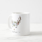 Mug Fête de Noël Reindeer Floral Personnalisé (Devant gauche)