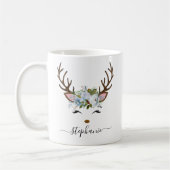 Mug Fête de Noël Reindeer Floral Personnalisé (Gauche)