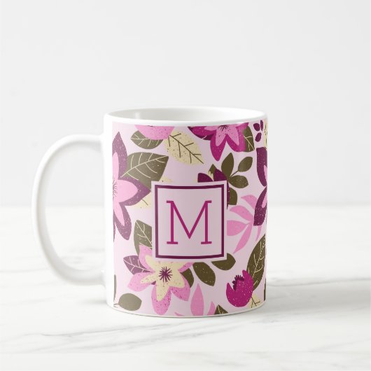 Mug Fête de Noël rose rose Floral (Gauche)