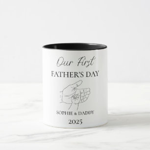 Mug Fête de notre premier père Nom du bébé, père et