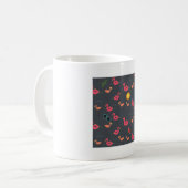 Mug fête de plage flamant rose noir été (Devant gauche)