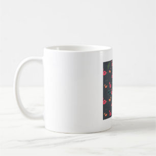 Mug fête de plage flamant rose noir été
