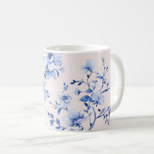 Mug Fête des mariées florale bleu bleu romantique (Devant droit)