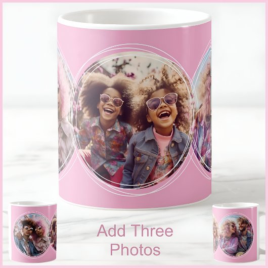 Mug Fête des Mères 3 Photo personnalisée Rose C90