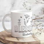 Mug Fête des Mères "Blessed Mama" Fête des Mères Noir<br><div class="desc">Honorer la maman spéciale dans votre vie avec la "Blessed Mama" Fête des mères Mug de café floral noir et blanc. Cette tasse élégante présente un design floral noir et blanc sophistiqué, encadrant magnifiquement le message chaleureux "Blessed Mama". La palette monochrome intemporelle et les délicats accents floraux font de cette...</div>