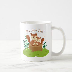 Mug Fête des mères de maman et bébé écureuils