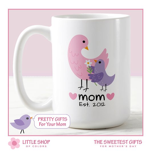 Mug Fête des mères de mignonne Mama Baby Bird Bird
