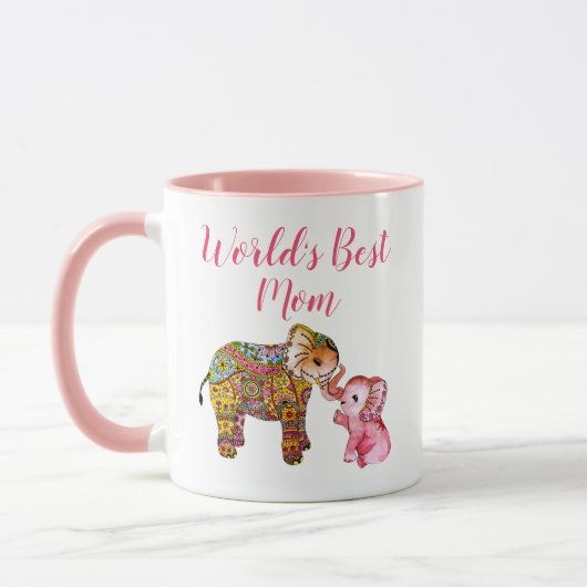 Mug Fête des mères des éléphants de Boho rose mignon (Gauche)